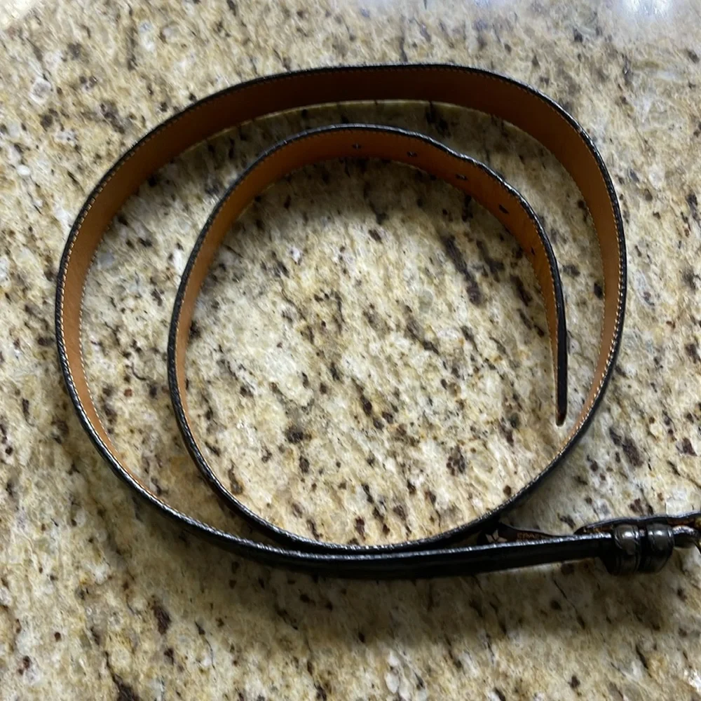 BRIGHTON Black Calfskin Belt embossed size 46”